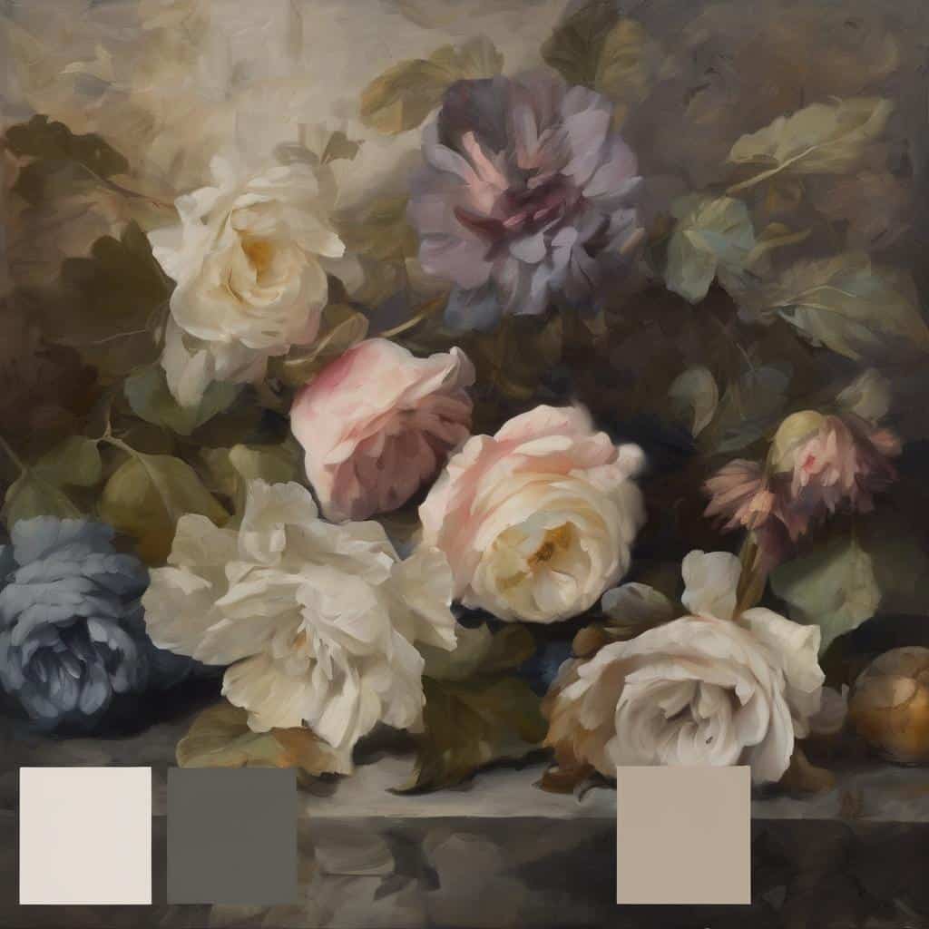 Ρομαντικά λουλούδια σε παστέλ αποχρώσεις, σουρεαλιστικό και σύγχρονο έργο τέχνης, ιδανικό για καλλιτεχνική διακόσμηση, εμπνευσμένο από ψυχολογία και τέχνη.